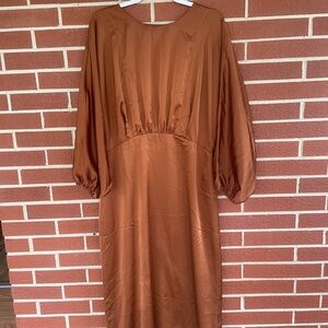 Sugarlips Brown Sheath Dress with 3/4 Bishop Sleeves